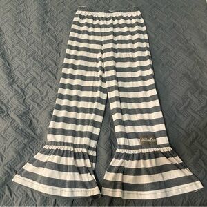 Matilda Jane Kids Striped Grey and White Striped Bell Bottom Pants